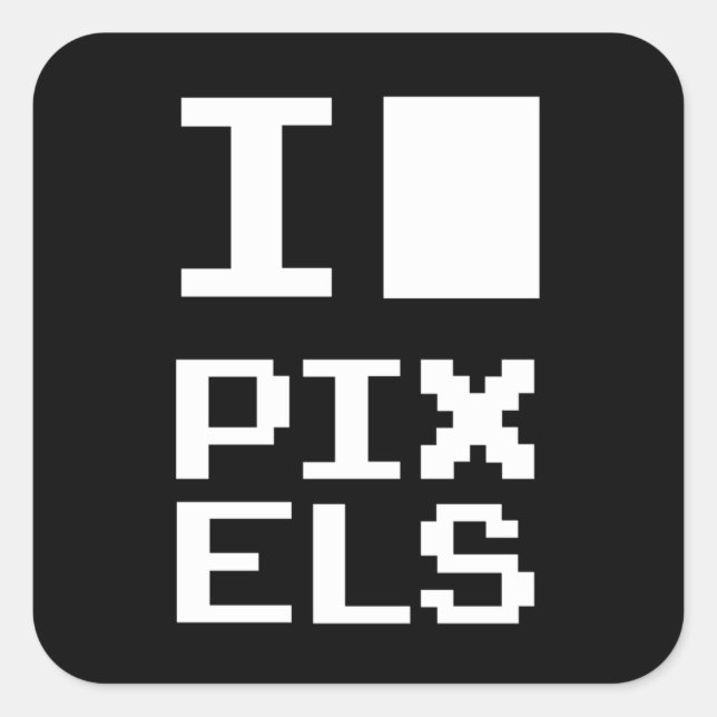 I Liebe Pixel, Geek Design, Pixelkunst Quadratischer Aufkleber (Vorderseite)