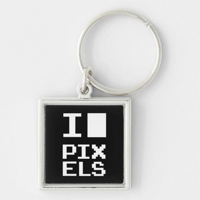 I Liebe Pixel, Geek Design, Pixelkunst Schlüsselanhänger (Vorne)