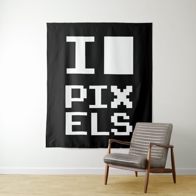 I Liebe Pixel, Geek Design, Pixelkunst Wandteppich (Beispiel)