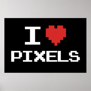 I Liebe Pixel pixeliger Herzrücklauf 8-Bit-Gamer Poster