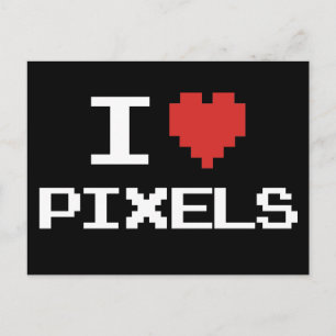 I Liebe Pixel pixeliger Herzrücklauf 8-Bit-Gamer Postkarte