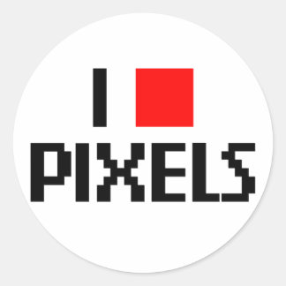 I Liebe Pixel Runder Aufkleber