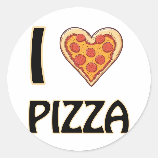 I Liebe Pizza - Funny Food Lover Geschenk Runder Aufkleber (Vorderseite)