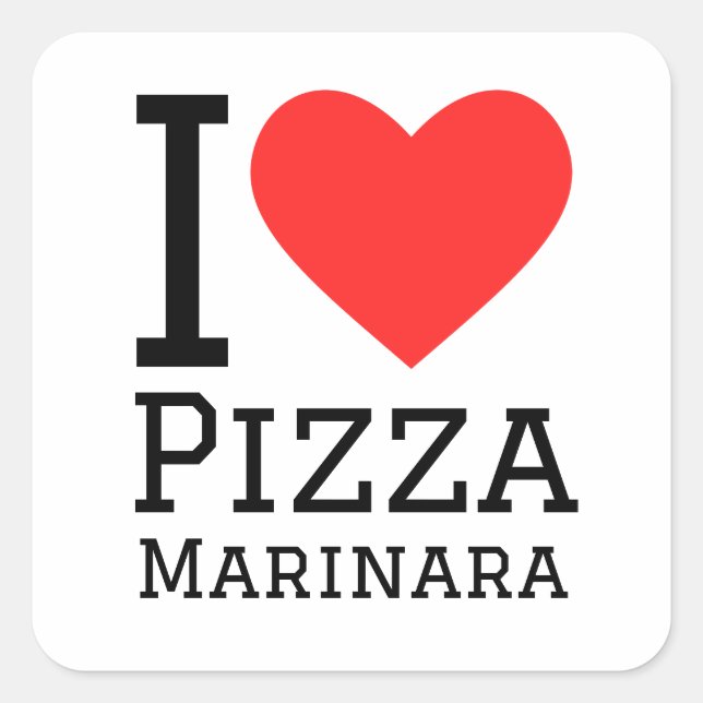 I Liebe Pizza marinara Quadratischer Aufkleber (Vorderseite)