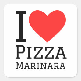 I Liebe Pizza marinara Quadratischer Aufkleber
