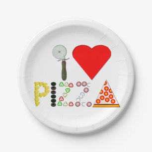 I Liebe-Pizza-Papierplatte Pappteller