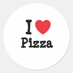 I Liebe Pizza T - Shirt Runder Aufkleber