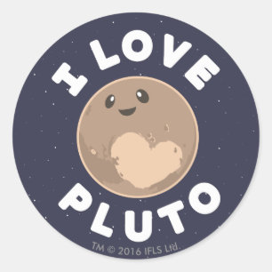 I Liebe Pluto Runder Aufkleber