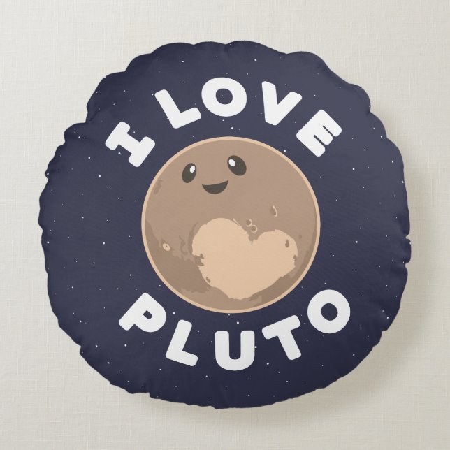 I Liebe Pluto Rundes Kissen (Vorderseite)
