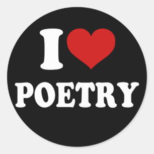 I Liebe Poetry Runder Aufkleber