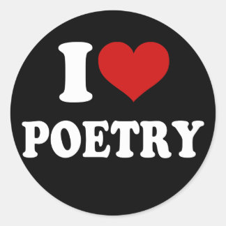 I Liebe Poetry Runder Aufkleber