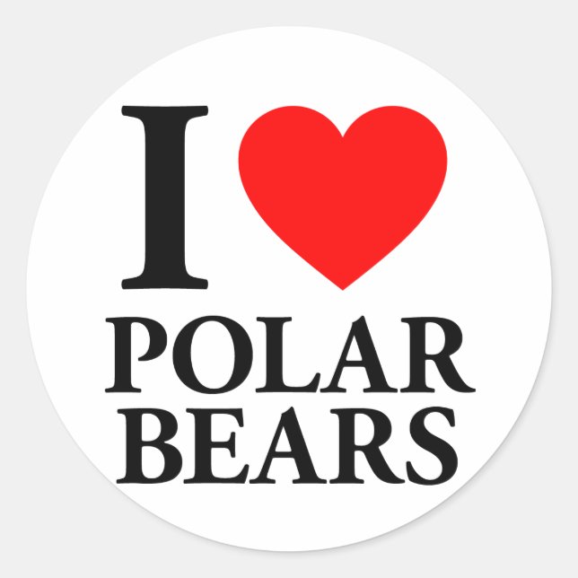I Liebe Polar Bears Runder Aufkleber (Vorderseite)