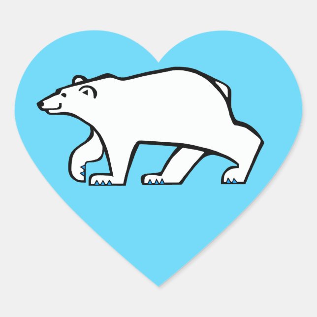 I Liebe Polar BEARS - Wildtiere - Arktis - blau Herz-Aufkleber (Vorderseite)