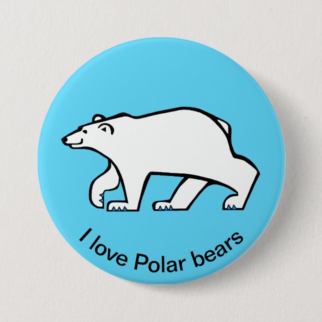 I Liebe Polar BEARS - Wildtiere - Eisblau Button (Vorderseite)
