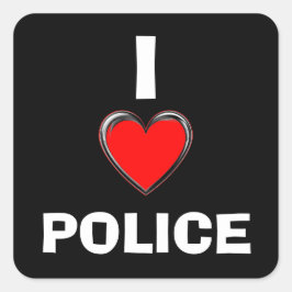 I LIEBE POLICE "HERZ ART" QUADRATISCHER AUFKLEBER