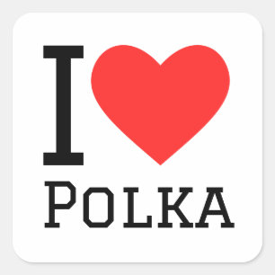I Liebe Polka Quadratischer Aufkleber