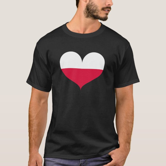 I Liebe Polnische Flagge T-Shirt (Vorderseite)