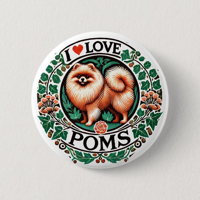 I Liebe Poms Button (Vorderseite)