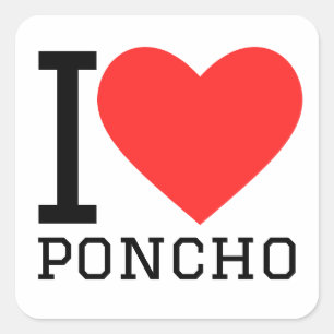 I Liebe poncho Quadratischer Aufkleber