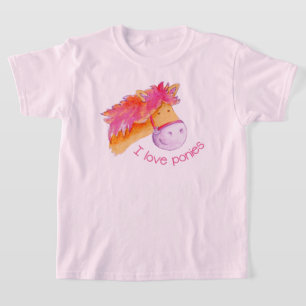 I Liebe ponus whimsy horsey rosa orange T-Shirt
