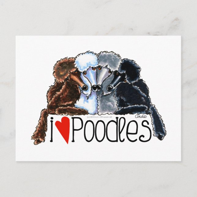 I Liebe Poodles Postkarte (Vorderseite)
