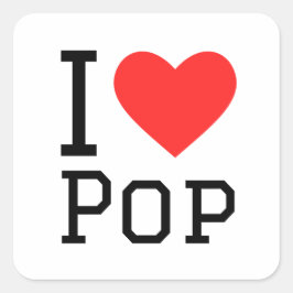 I LIEBE POP QUADRATISCHER AUFKLEBER