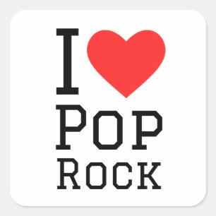 I Liebe Pop Rock Quadratischer Aufkleber