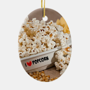 I Liebe Popcorn Keramikornament