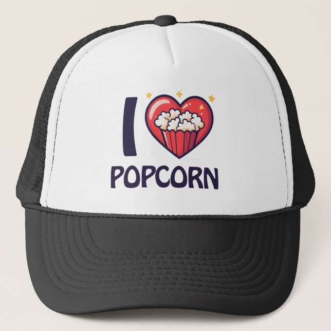 I Liebe Popcorn Truckerkappe (Vorderseite)
