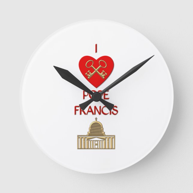 I Liebe Pope Francis Runde Wanduhr (Vorderseite)