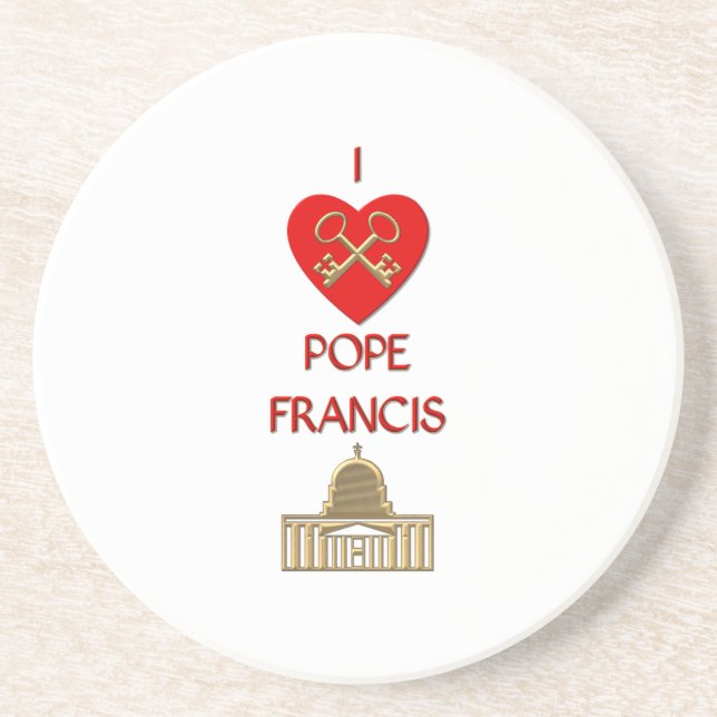 I Liebe Pope Francis Sandstein Untersetzer (Vorne)