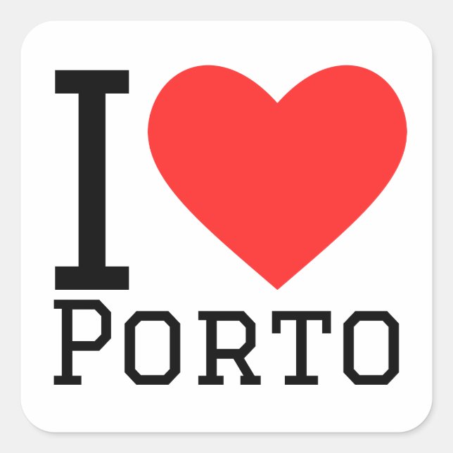 I Liebe Porto Quadratischer Aufkleber (Vorderseite)