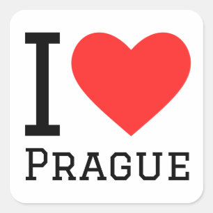 I Liebe Prag Quadratischer Aufkleber