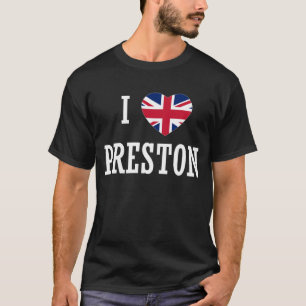 I Liebe Preston England Union Jack Flag Herz Engli T-Shirt