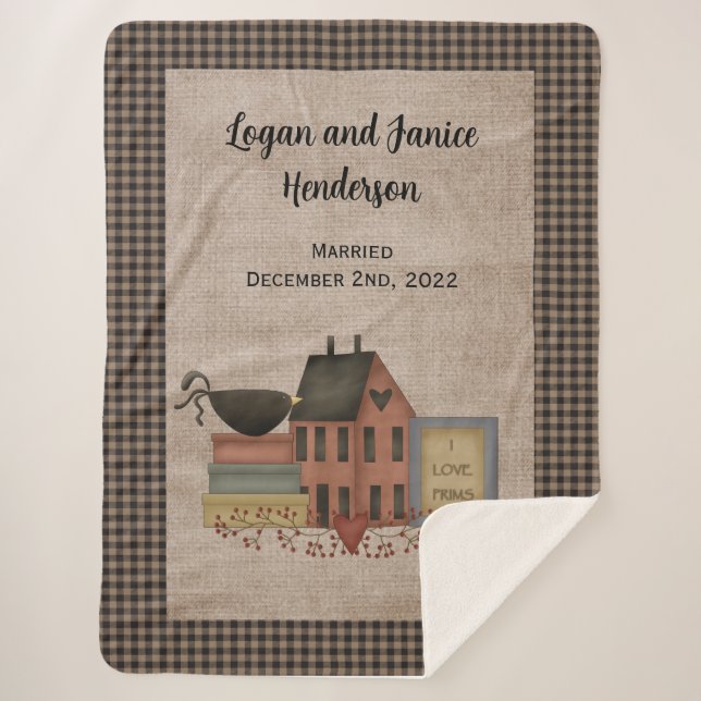 I Liebe Prime Country Red Saltbox Zuhause Sherpadecke (Vorderseite)