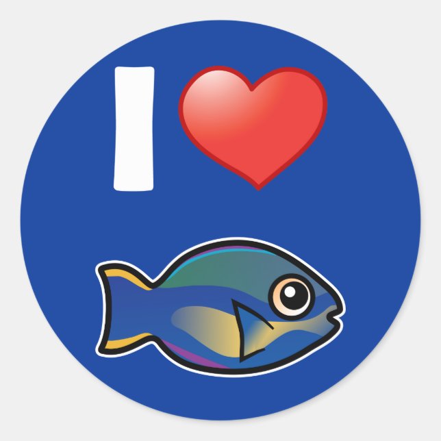 I Liebe Princess Parrotfish Runder Aufkleber (Vorderseite)