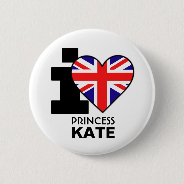 I Liebe-Prinzessin Kate Button (Vorderseite)