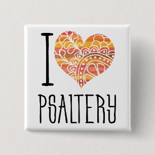 I Liebe Psaltery Orange Mandala Herz Button