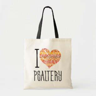I Liebe Psaltery Orange Mandala Herz Tragetasche