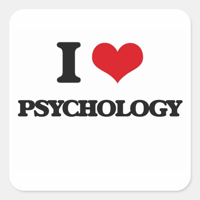 I Liebe Psychologie Quadratischer Aufkleber (Vorderseite)