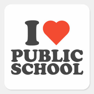 I Liebe Public School - I heart Public Schools Quadratischer Aufkleber