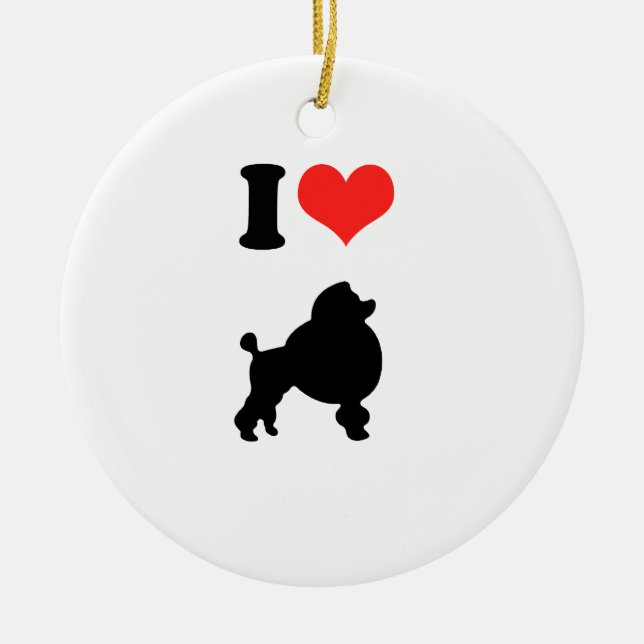 I Liebe-Pudel Keramik Ornament (Vorne)