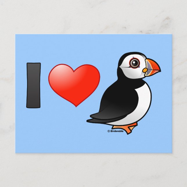 I Liebe Puffins Postkarte (Vorderseite)