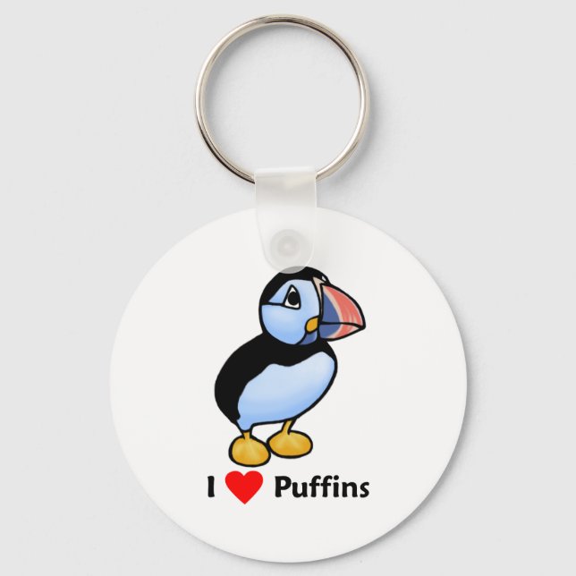 I Liebe Puffins Schlüsselanhänger (Vorderseite)