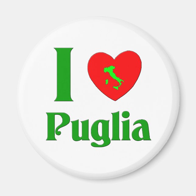 I Liebe Puglia Italien Magnet (Vorne)