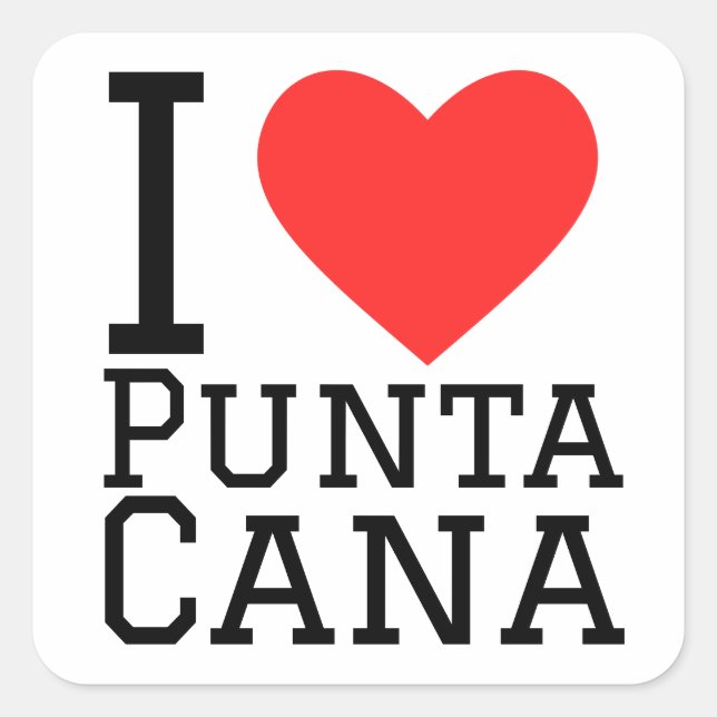 I Liebe punta cana Quadratischer Aufkleber (Vorderseite)