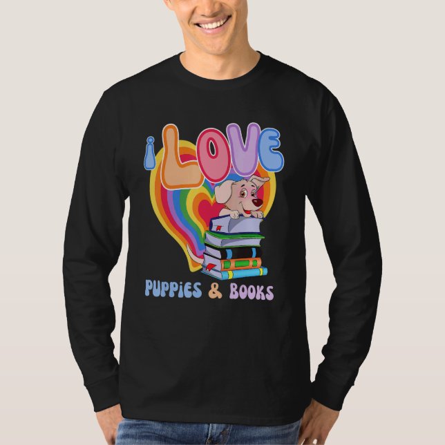 I Liebe Puppie & Books Rainbow Ästhetischer Sommer T-Shirt (Vorderseite)