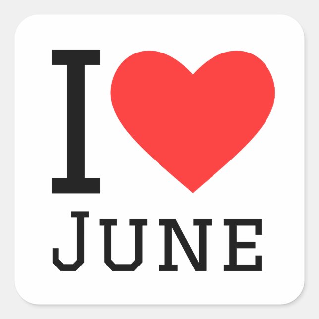 I LIEBE QUADRATISCHER AUFKLEBER (Vorderseite)