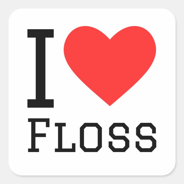 I LIEBE QUADRATISCHER AUFKLEBER (Vorderseite)