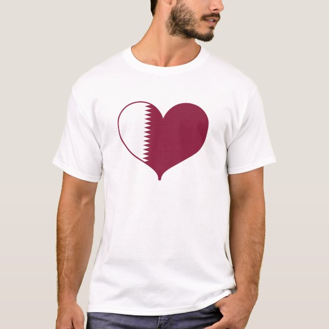 I Liebe Quatar-Flagge T-Shirt (Vorderseite)